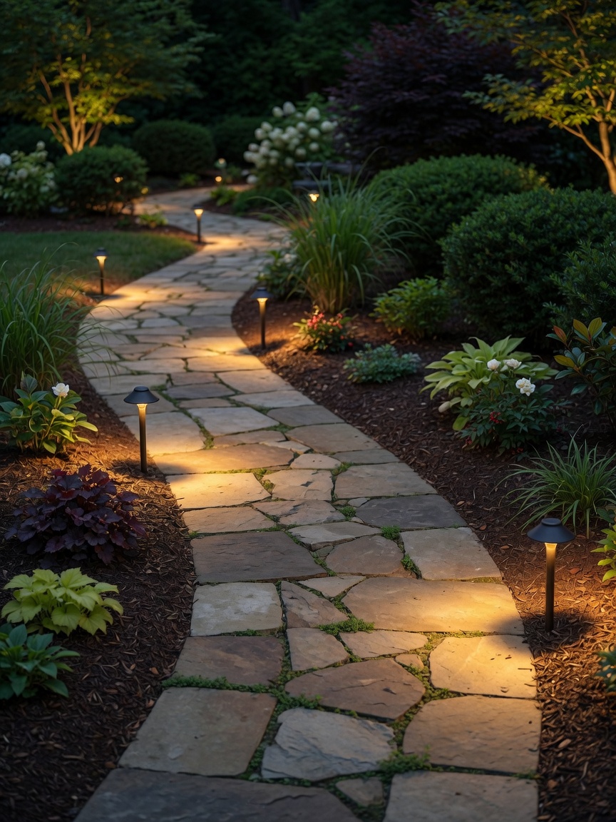 Path and walkway lighting at night